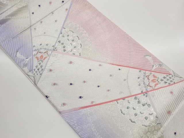 JAPANESE KIMONO / FUKURO OBI / WOVEN PEACOCK PATTERN 